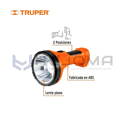 Linterna plástica LED 300 lm recargable Truper 16005