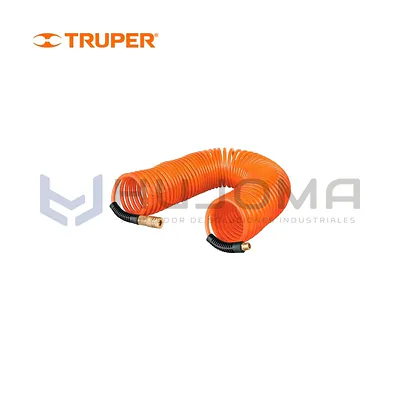 Manguera tipo resorte para compresor 15.2 m x 1/4" Truper 19075