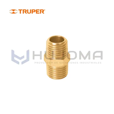 Niple macho-macho de latón 1/4" NPT Truper 19024