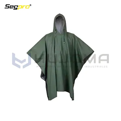 Poncho de PVC para Lluvia 0.32 mm Verde Segpro PPVCP-VER
