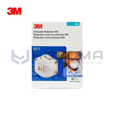 Respirador Desechable 3M 8511 N95 con Válvula Cool Flow