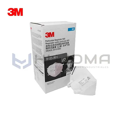 Respirador Desechable 3M 9502+ N95 Pliegue Plano
