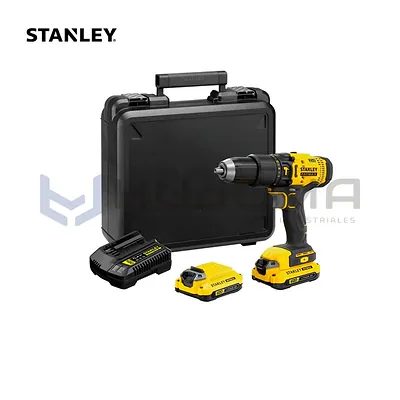 Taladro Percutor Inalámbrico 20V con 2 Baterías Stanley SCD711C2K-B2