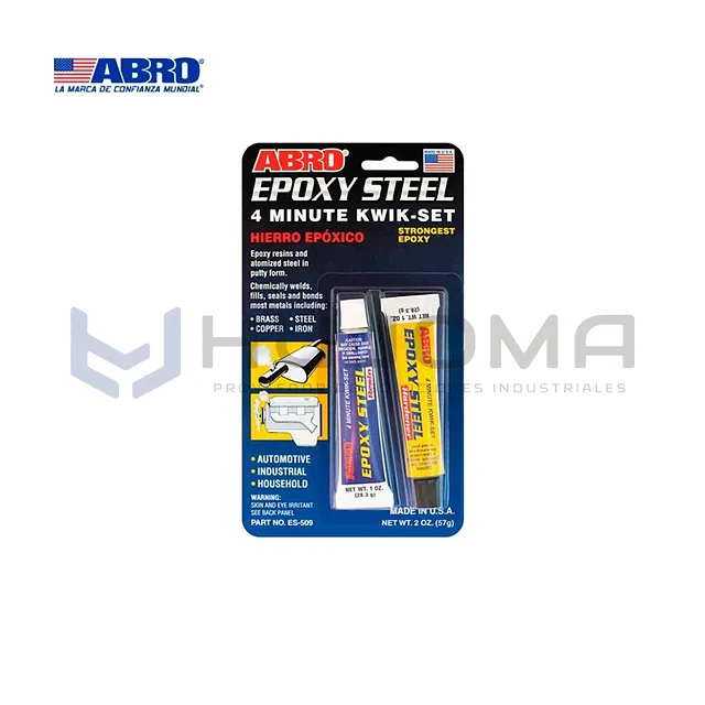 Adhesivo Epóxico de Acero 4 Minutos 57 g Abro ES-509