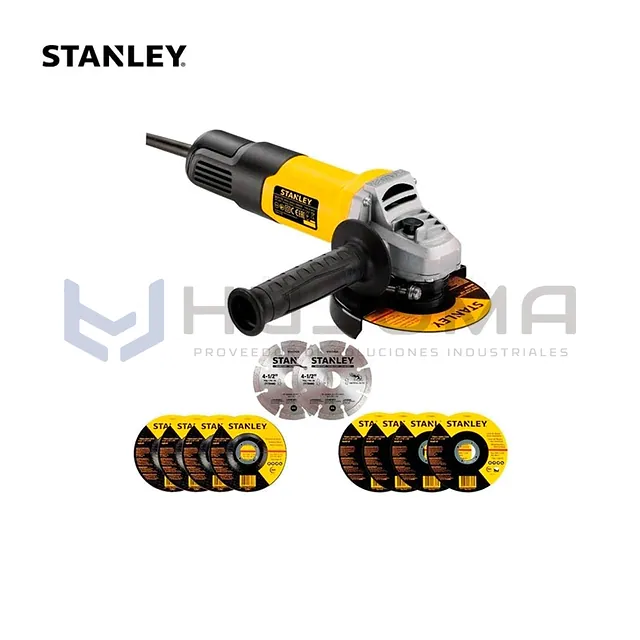 Amoladora Angular 4-1/2" 750W + 10 Discos Stanley SG7115V10-B2