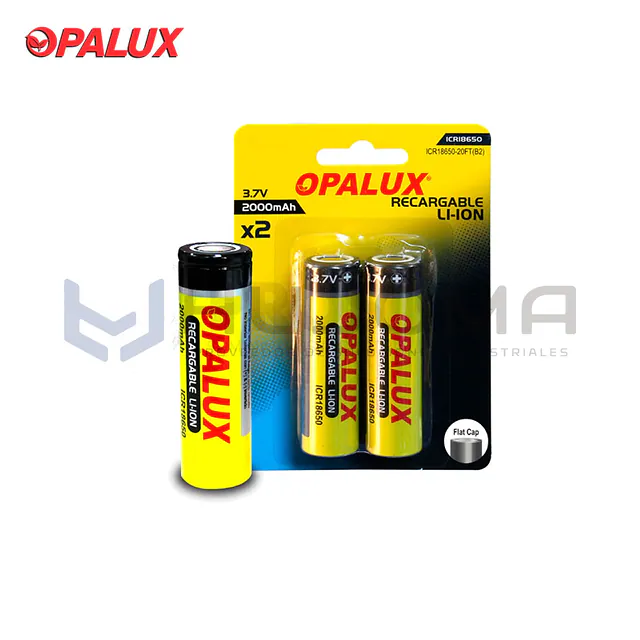 Batería Recargable 18650 Li-ion 3.7 V 2000 mAh Opalux ICR18650-20FT