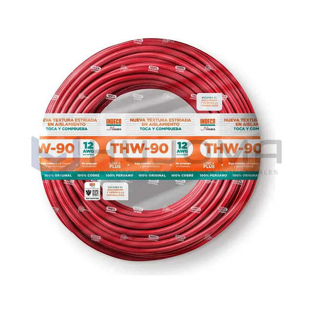 Cable Eléctrico THW 12 AWG Rojo x Rollo