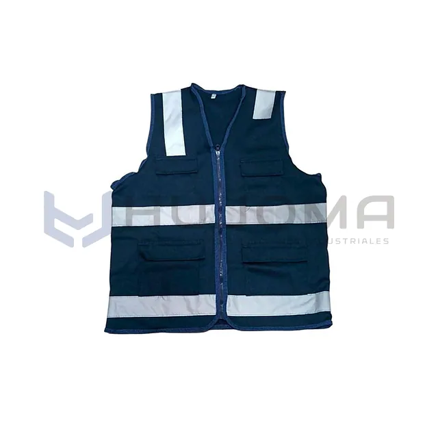 Chaleco de seguridad drill modelo H azul marino con cinta reflectiva