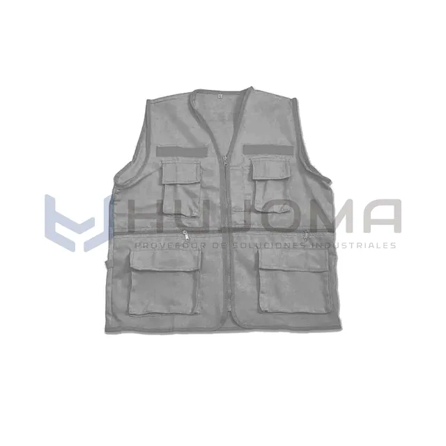 Chaleco drill modelo Reportero color gris (plomo)