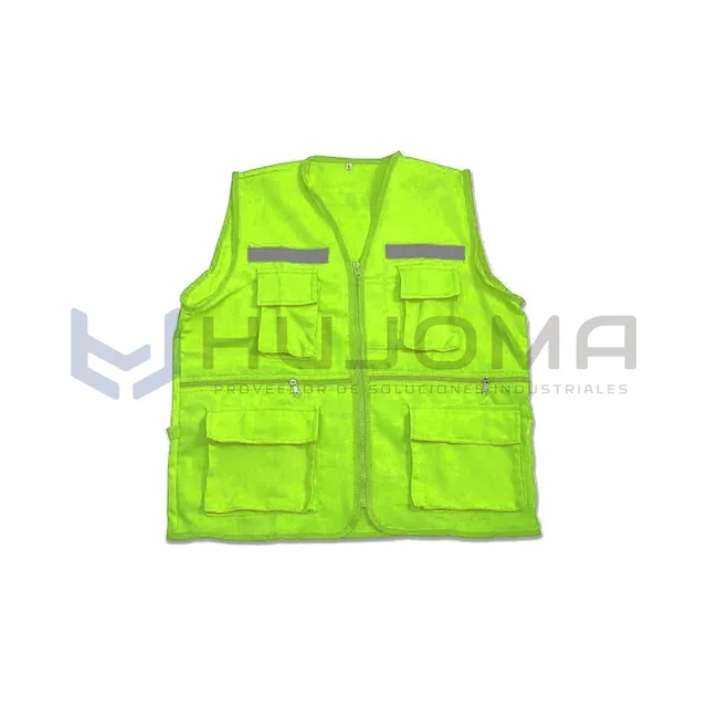 Chaleco reportero drill con cinta reflectiva color amarillo limón