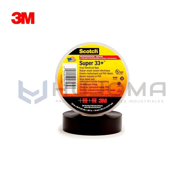 Cinta Aislante 3M Scotch Super 33+ 3/4" x 20 m, Negro