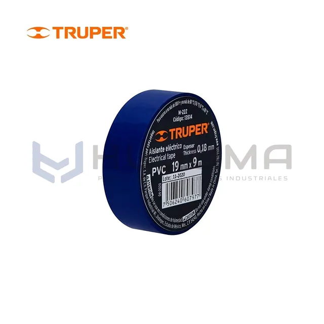 Cinta Aislante Azul 9 m x 19 mm Truper 13514