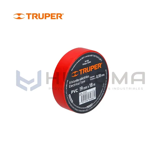 Cinta Aislante Roja 18 m x 19 mm Truper 12504