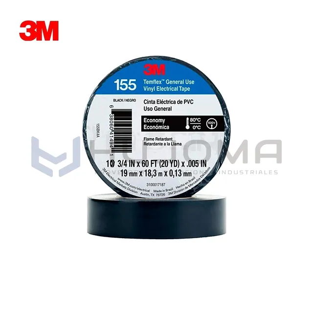 Cinta Eléctrica 3M Temflex 155, Negro