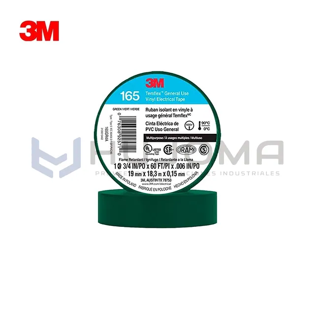 Cinta Eléctrica 3M Temflex 165, Verde