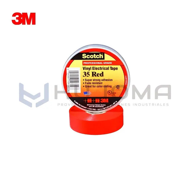 Cinta Eléctrica de Vinilo 3M Scotch 35, Rojo