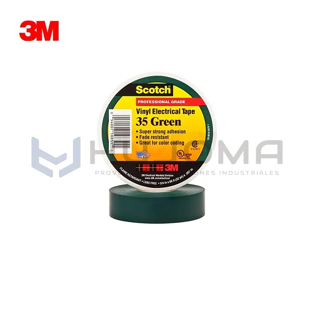 Cinta Eléctrica de Vinilo 3M Scotch 35, Verde