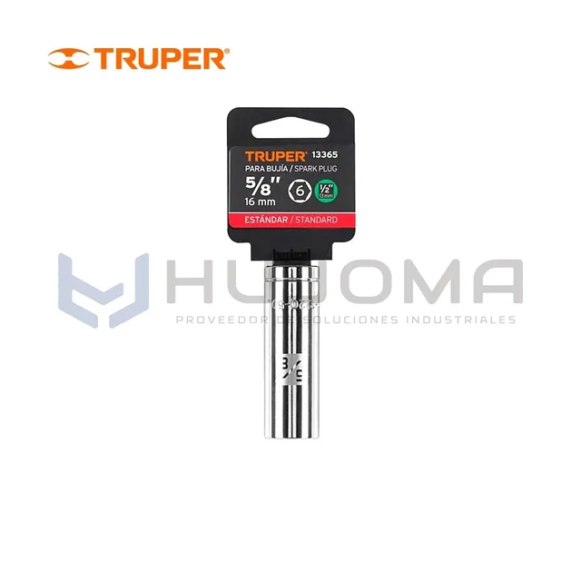 Dado largo para bujía 5/8" cuadro 1/2" Truper D-1220-50L