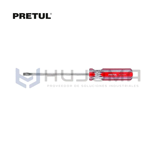 Desarmador Plano 1/4” x 6” mango PVC Pretul 21462