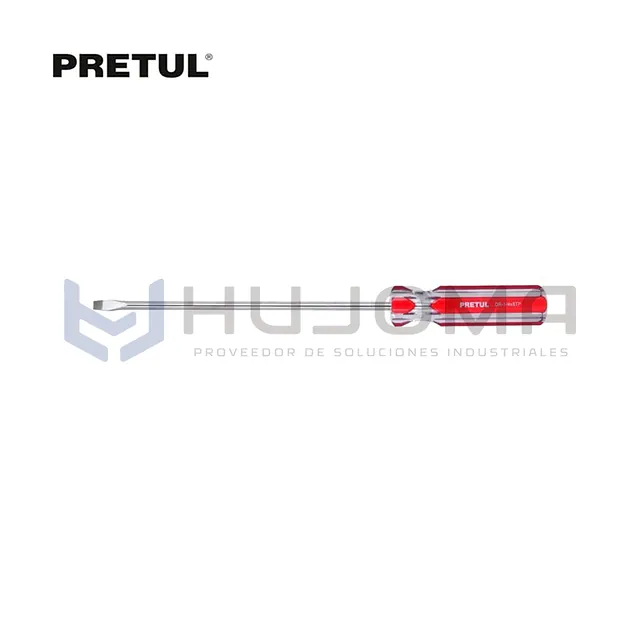 Desarmador Plano 1/4” x 8” mango PVC Pretul 21460