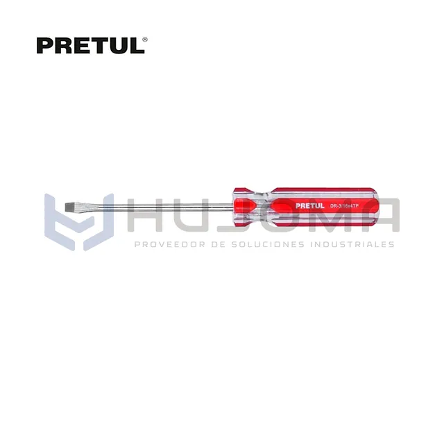 Desarmador Plano 3/16” x 4” mango PVC Pretul 21458