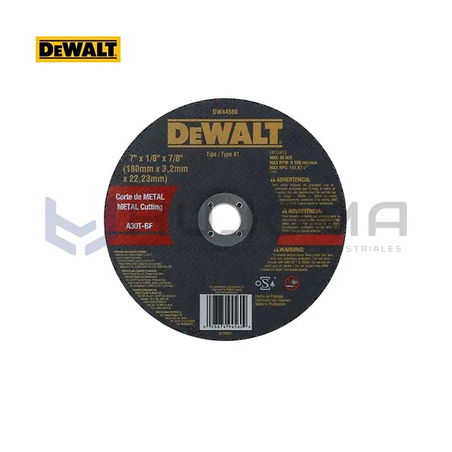Disco de Corte para Metal 7" x 1/8" x 7/8" DeWALT DW44560
