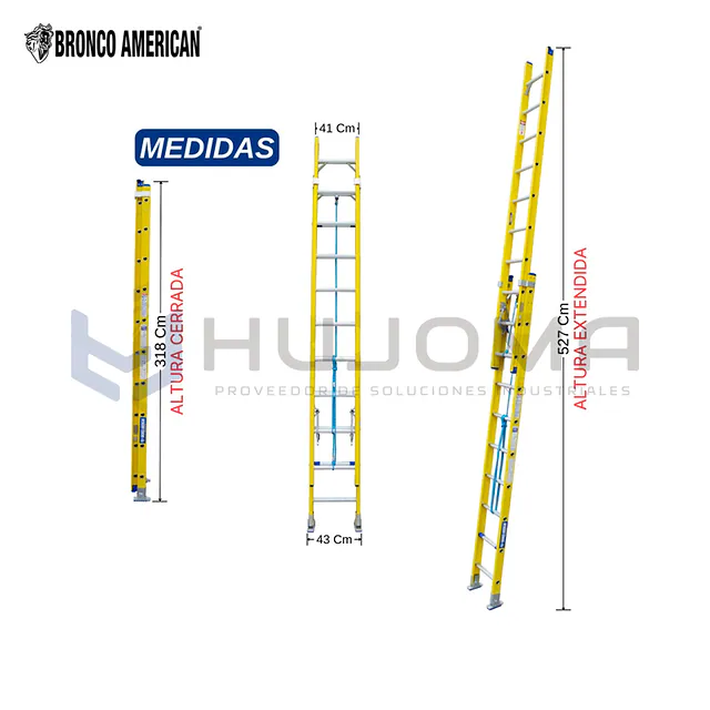 Escalera Telescópica 20 Pasos de Fibra (FTT-20IA) Bronco American