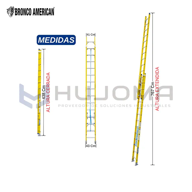 Escalera Telescópica 28 Pasos de Fibra (FTT-28IA) Bronco American