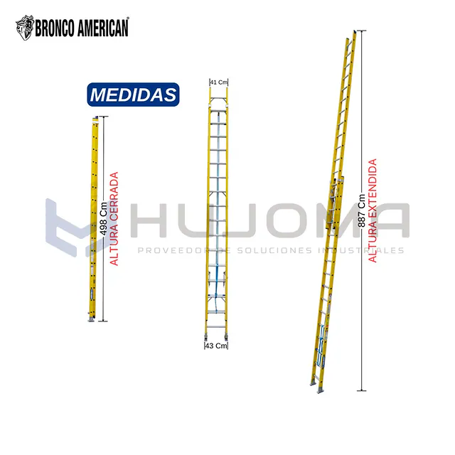 Escalera Telescópica 32 Pasos de Fibra (FTT-32IA) Bronco American