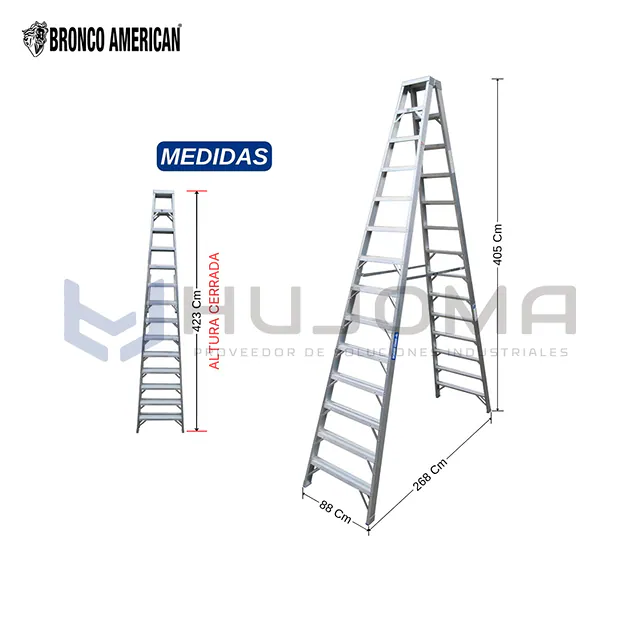 Escalera Tijera 14 Pasos Doble Acceso de Aluminio (ATDA-14IA) Bronco American