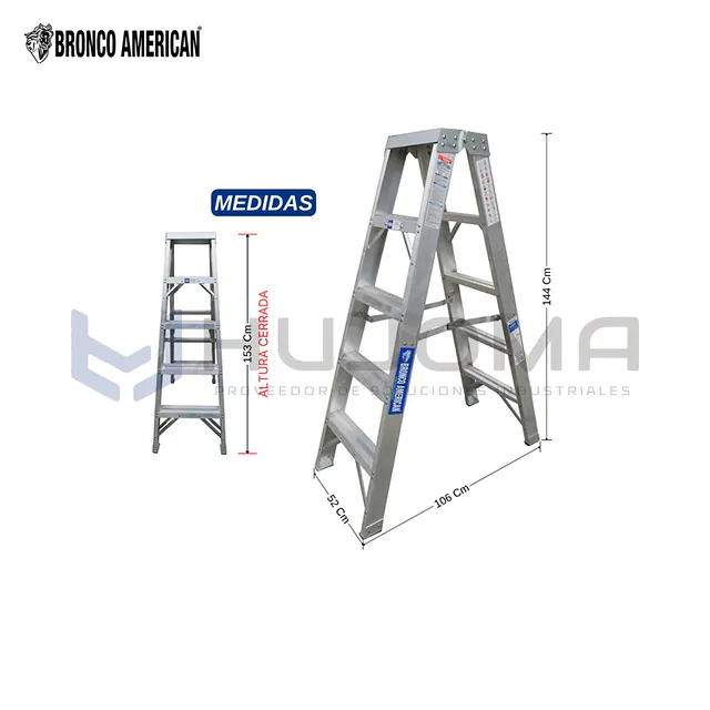 Escalera Tijera 5 Pasos Doble Acceso de Aluminio (ATDA-05IA) Bronco American