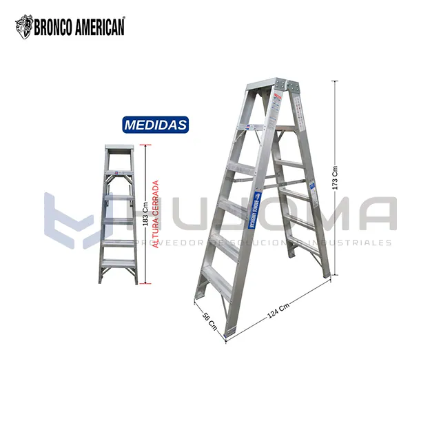 Escalera Tijera Aluminio 6 Pasos Doble Acceso ATDA-06IA Bronco American