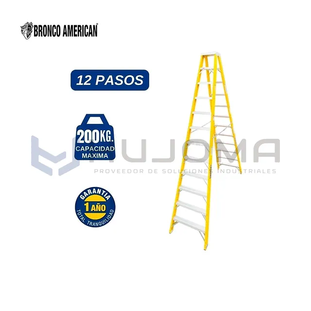 Escalera Tijera Fibra 12 Pasos Doble Acceso FTDA-12IA Bronco American