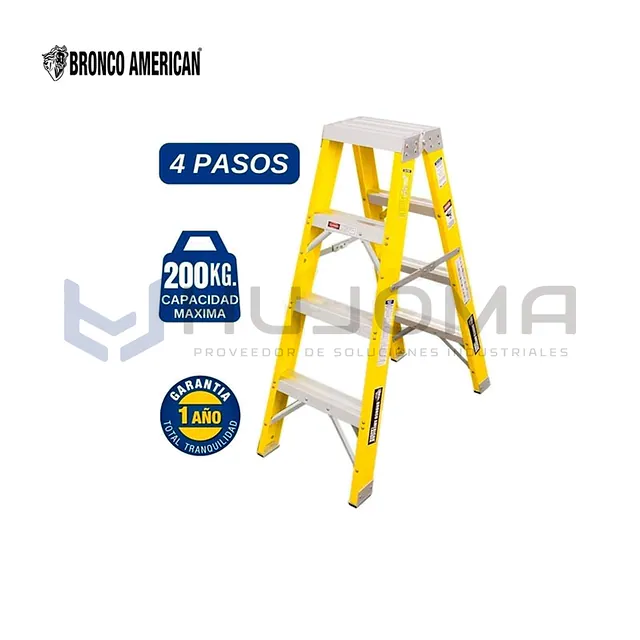 Escalera Tijera Fibra 4 Pasos Doble Acceso FTDA-4IA Bronco American