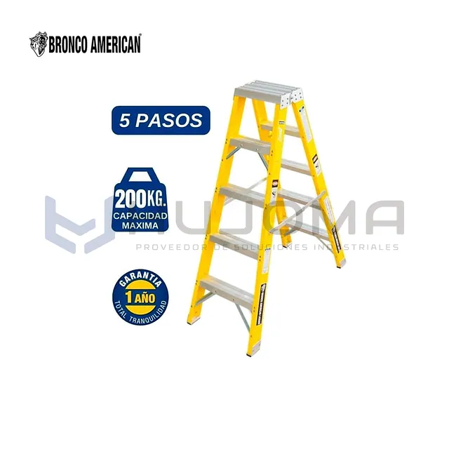 Escalera Tijera Fibra 5 Pasos Doble Acceso FTDA-5IA Bronco American