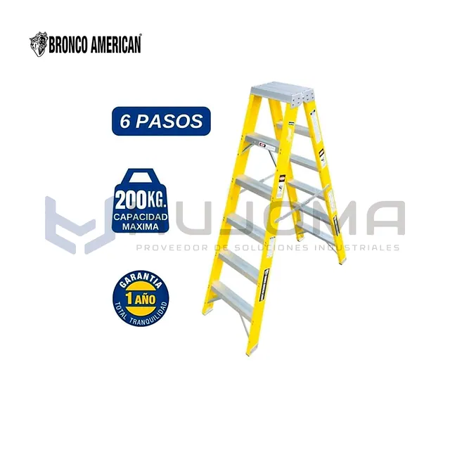 Escalera Tijera Fibra 6 Pasos Doble Acceso FTDA-6IA Bronco American