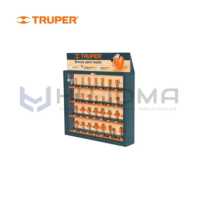 Exhibidor con 30 Fresas para Router Truper 55218