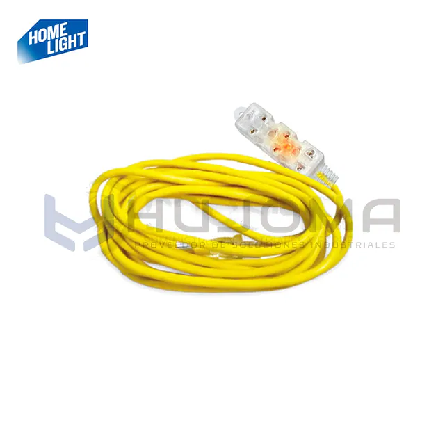 Extensión Eléctrica Amarilla de 30 m con 3 Tomas Home Light