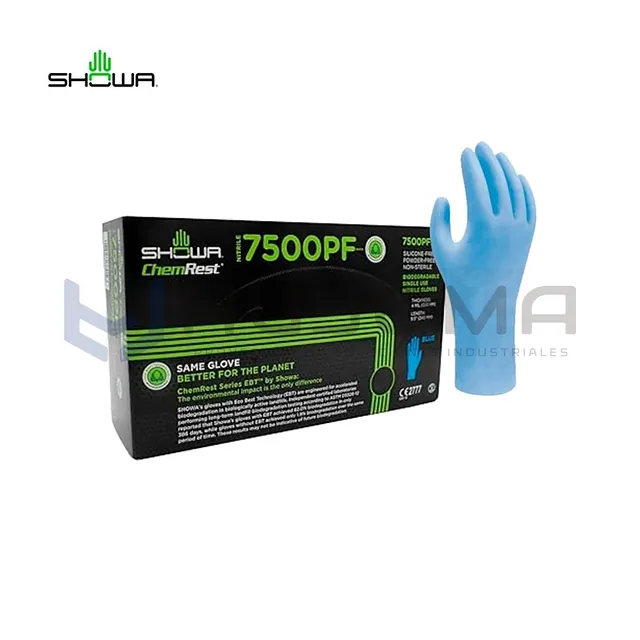 Guante Desechable de Nitrilo Showa 7500PF Biodegradable