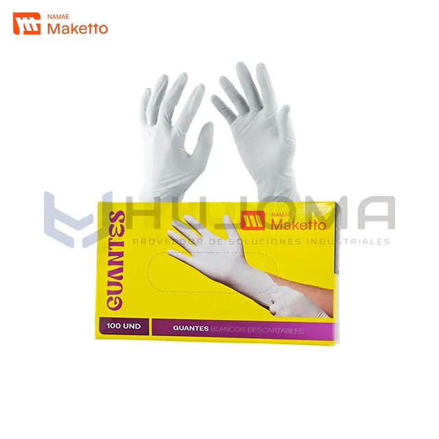 Guantes Descartables de Látex Blanco Maketto