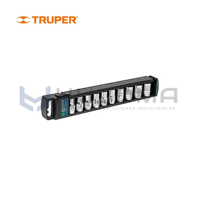 Juego de 10 Dados Cortos en mm, encaste 1/2" Truper 14177