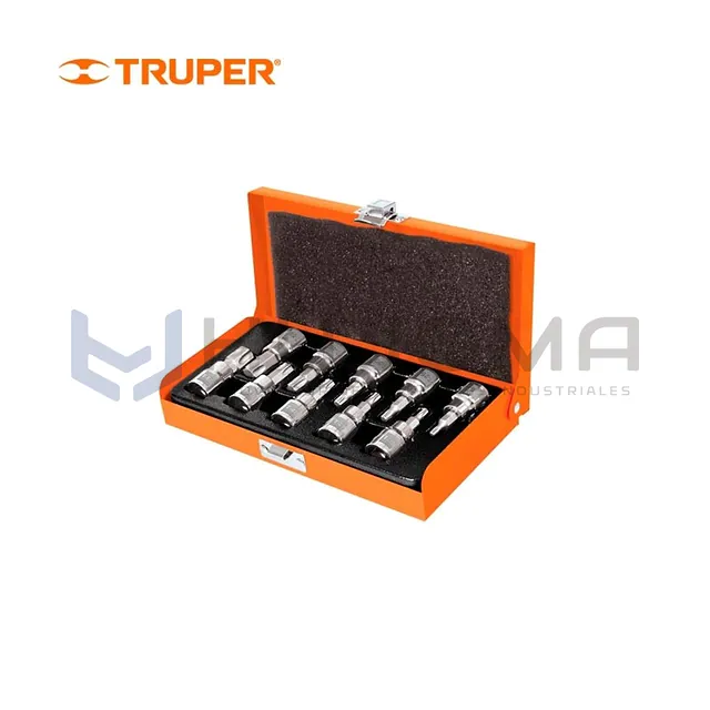 Juego de 10 Dados punta torx encaste 3/8" Truper 13976