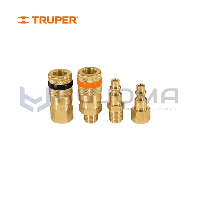 Juego de 4 Coples y Conectores Rápidos de Latón 1/4" NPT Truper 19080