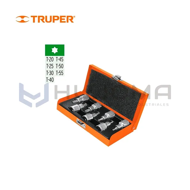 Juego de 7 Dados Punta Torx encaste 1/2" Truper 13928