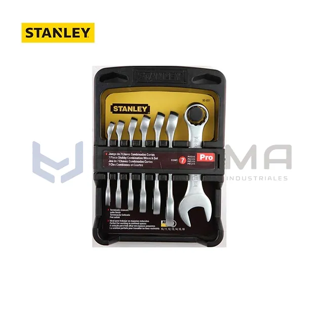 Juego de 7 Llaves Combinadas Cortas Métricas Stanley 90-651