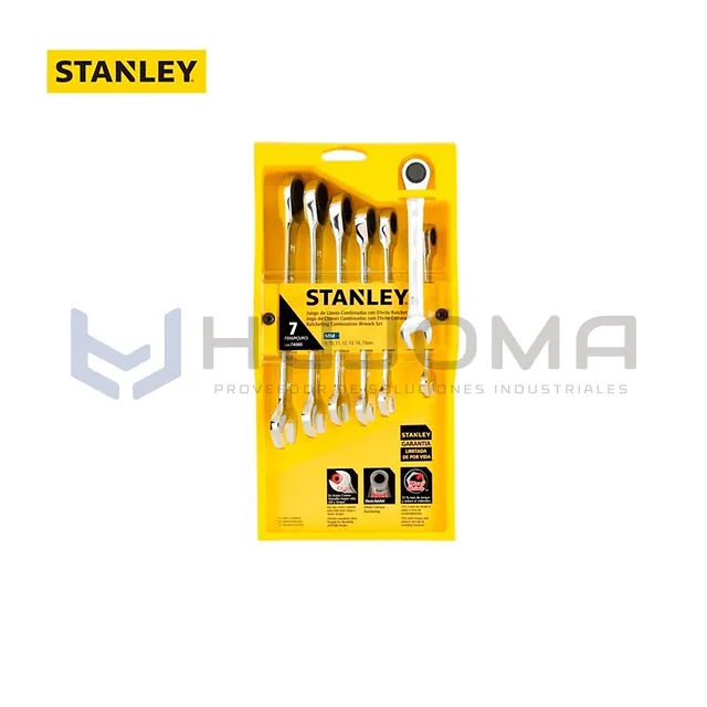 Juego de 7 Llaves Combinadas Tipo Ratchet Stanley STMT74080
