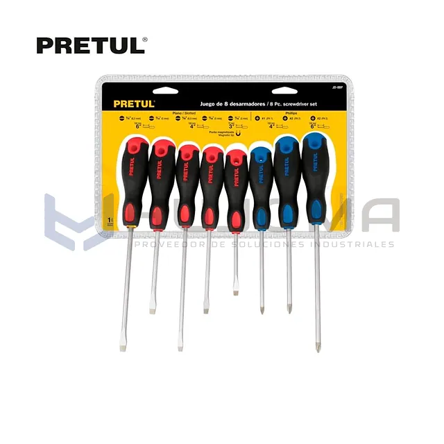 Juego de 8 desarmadores Comfort Grip, Pretul 20219