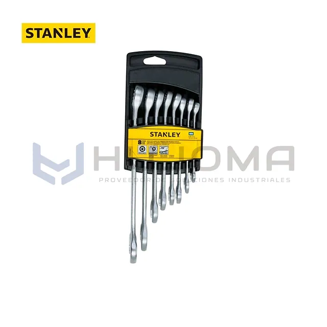 Juego de 8 Llaves Combinadas Antislip Métricas Stanley STMT73648-LA