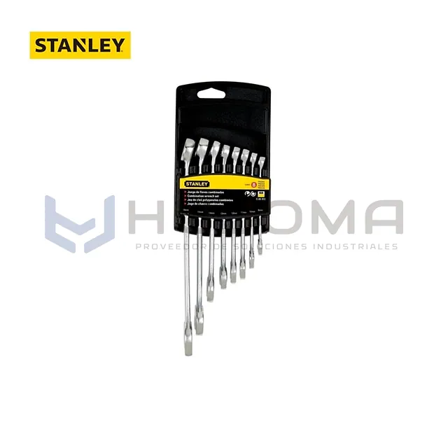 Juego de 8 Llaves Combinadas Métricas Stanley 88-855