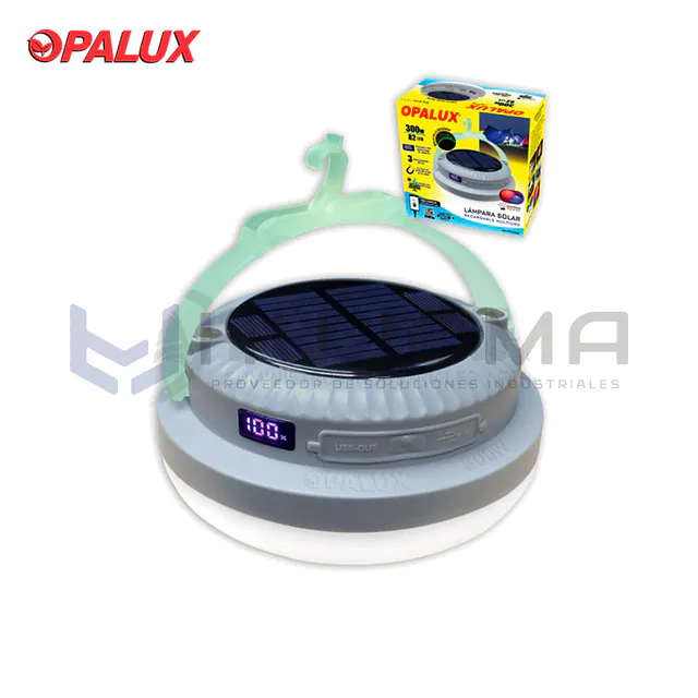 Lámpara Portátil Recargable con Panel Solar 300W Opalux OP-FD300W